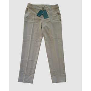 St John Women Pants Sz 8 Khaki Dove Straight Leg Trousers MSRP $395